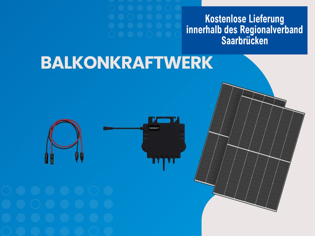 Balkonkraftwerk - Growatt NEO 800M-X + 2x Trina Solar Vertex S 430W Solarmodul - inkl. Zubehör