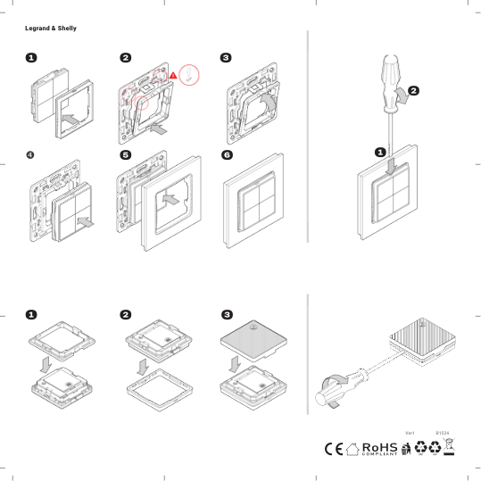 Shelly BLU Wall Adapter für Legrand & Shelly - Weiß