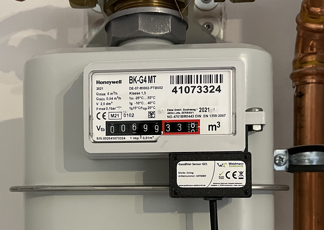 Emlog Gaszähler Sensor GZ1 USB - Geeignet für Elster/Honeywell Balgengaszähler